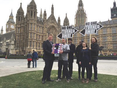 campaigners outside Westminster