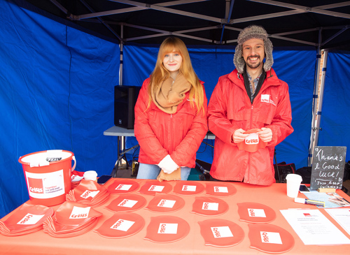 Crisis volunteers at a stall