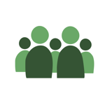 Two tone green icon of people representing community